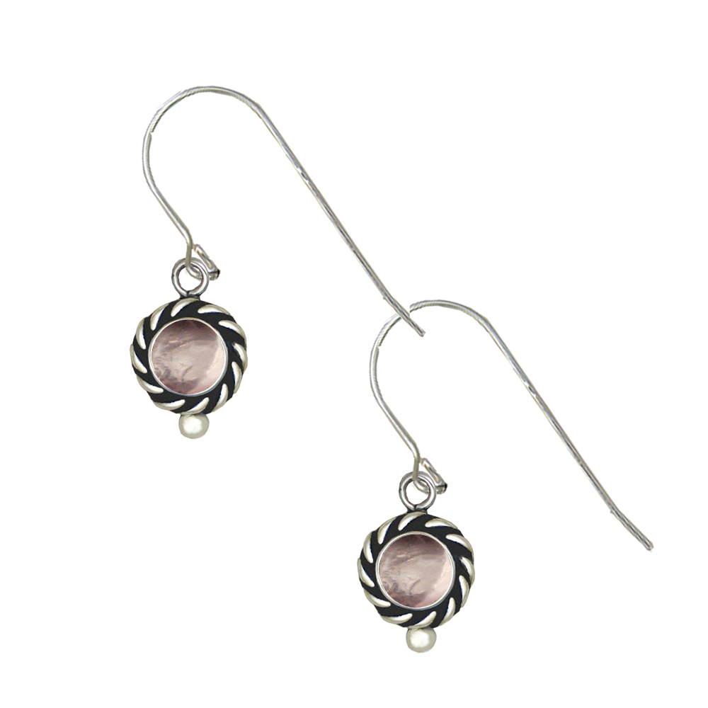 Sterling Silver Little Rose Quartz Gemstone Drop Dangle Earrings